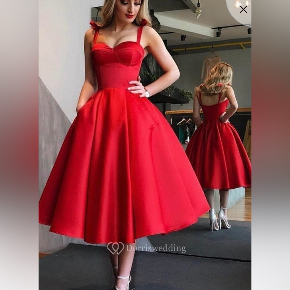Beautiful Red Rockabilly Tea Length Party Dress NWT